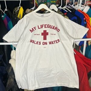 Vintage My Lifeguard Walks On Water Jesus T-shirt size XL Rare